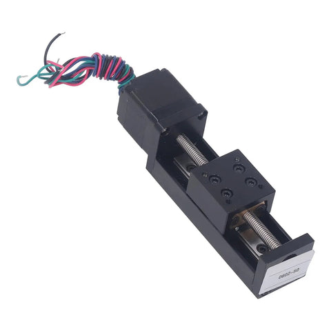 Top Shelf Mini Linear Rail Stage With Integrated Stepper Motor 50Mm Smooth Glide Travel For XYZ Precision Positioning close-up view.