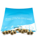 Heavy Duty Deck Screws And Exterior Wood Fasteners For Pressure Treated Lumber Boasting Badass Tan Coating Resistance And Star Drive Tip Self Tapping Design in a 25-piece set in packaging.