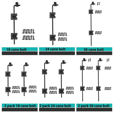 36 Inch Cane Bolt Gate Drop Pin And Drop Rod, Heavy Duty Steel For Single Open Doors, Includes Various Size Options