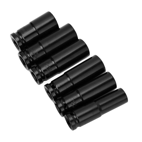 Rock Solid 9-Pcs 1/2in Impact Socket Set For Auto Repair Made From Tough High Carbon Steel With Sleek Black Coating, 5 sockets shown