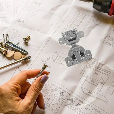 Folding Concealed Cabinet Hinges With Soft Close on blueprint, hand holding screw, for kitchen and electrical cabinets