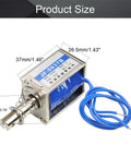 24V DC Push Pull Solenoid Electromagnet Open Frame Type With 15N Pulling Force And 10mm Stroke Delivers Smooth Linear Motion No Fuss Install Plunger Spring Return Compact Frame Design For Industrial Automation And Latch Or Actuator Use, 37x26.5x20mm