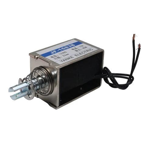 Push Pull Type DC Solenoid Electromagnet 12V Open Frame Actuator With 80N Force 15mm Stroke 10A Current 120W Power Linear Plunger Return For Automation DIY Projects, 52x58x83mm