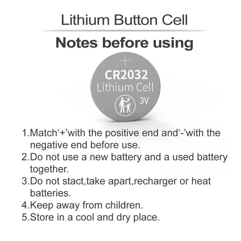 Top Shelf 40 Pack CR2032 Batteries 3 Volt Lithium Coin Cells Packing 240 Mah with usage notes and safety instructions.