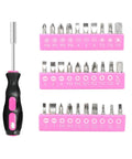 Pink 89 Piece Ladies Hand Tool Set With Easy Carry Round Pouch For Do It Yourself Home Maintenance And Dorm Room Repairs Girl Friendly Tool Kit For Everyday Projects screwdriver and bits