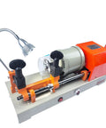 Portable Horizontal Metal Cutting Tool With 110V Power High Precision Slotting Machine for metalworking, orange unit with LED light.
