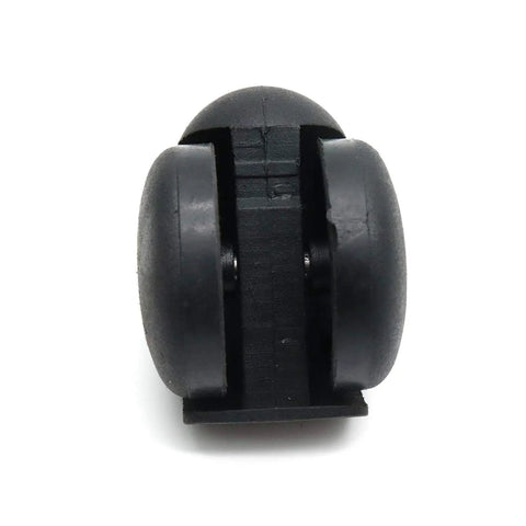 Close-up of Smooth Sailing Office Chair Wheels Replacement 2 Inch Twin Wheel Caster Set Of 5 with robust black rubber wheels and metal base.