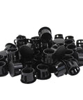 50 Pack Black Plastic Hole Plugs Half Inch 13 Mm Flush Type Snap In Locking Tube Plugs Knockout Seal End Caps Made Of RoHS Compliant Nylon