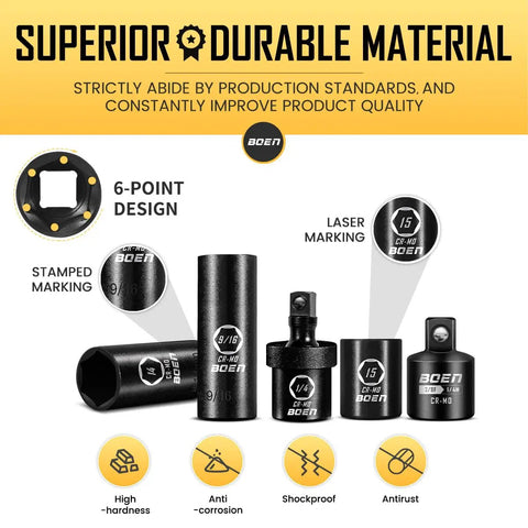 Beefy Quarter Inch Drive Impact Socket Set With Sixty Pieces For SAE And Metric Deep And Shallow Sockets, E Torx, And Accessories Image