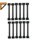 Heavy Duty 12 Pack 45 Degree Angle Support Brackets Built Tough For Decks And Patios showcasing black steel brackets and one installed angle