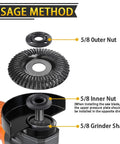 Front view of a 7-piece angle grinder nut and flange wrench set with storage bag; includes 5/8 outer and inner nuts and 5/8 grinder shaft.