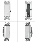 Front and side views of Two Pack Illuminated Light Switch With LED Night Light Paddle Rocker Wall Switch Automatic On Off Sensor.