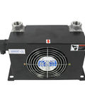 Pro Grade High Flow Hydraulic Oil Cooler Plate Heat Exchanger For Radiator, front view with visible fan and mounting details.