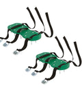 Pair of Three Buckle Lawn Aerator Shoes with Adjustable Straps, 13 Spikes Each 2 Inches Long, Zinc Alloy Buckles, Durable Green Design