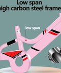 Three Wheel Cruiser Tricycle With Rear Passenger Seat And Backrest, showing pink high carbon steel frame structure