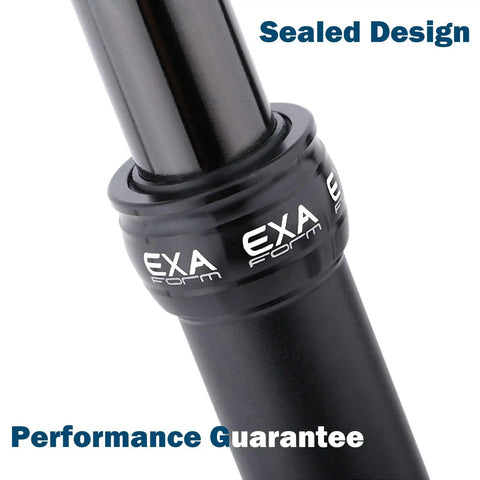 Cableless Hydraulic Dropper Seatpost Dope 27.2 Millimeter Diameter 450 Millimeter Length 120 Travel For MTB Ebike And Road Bikes Easy Install Upgrade Today close-up showing sealed design and EXA branding.