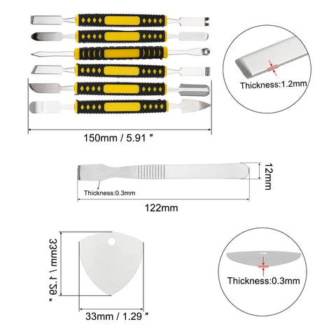 9 Piece Stainless Steel Pry Bar Set for Screen Glue Removal and Delicate Disassembly, Mini Pry Tools with Non Slip Ergonomic Handles