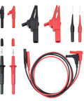 All In One 10Pcs Test Leads Kit With Double Insulated Leads, 1000V CAT III, 14AWG, large and small alligator clips, probes visible
