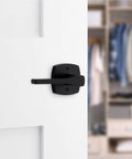 Matte Black Dummy Door Handle Set For Closets And Pantries Single Sided Non Turning Push Pull Lever For French Double Doors Reversible Interior Pull Handle With Microban Protection Easy DIY Pack Of 2 on white closet door