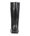 Mens Heavy Duty 14 Inch Steel Toe Work Boots Black Size 10 seamless waterproof PVC back view with flexible comfort shaft.