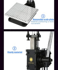 Heavy Duty Manual Arbor Press Machine With Ball Bearing Design Includes Adjustable Scale Plate Swivel Drill Chuck And Backing Plate Best For Riveting Stamping Forming Leather Plastic Wood Aluminum Projects Sweet Setup Rad Gear For Shop Use, showing the removable scale plate and sturdy material.