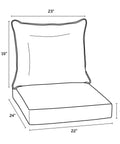 Diagram of Deep Seat Outdoor Cushion Set 22 By 24 Inches Weatherproof Rainproof Fade Resistant Sapphire Blue Leala dimensions