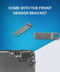 Proximity Sensor Earpiece Flex Cable Replacement For iPhone 15 Plus Includes Ear Speaker Metal Bracket And Ambient Light Sensor, front bracket view