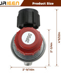 Surieen propane regulator valve kit, front view; red knob with black cap, metal body, 0-20 psi adjustable