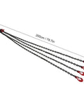 Four Way Chain Slings With Four Legs And Sling Hooks Lifting Chain Adjustable 6mm 2 Meter 1 Ton Capacity For Mines Ports Buildings And Steel Plants Industrial Grade, showing full length with hooks