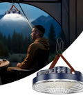 Ultra Bright Portable Camping Lantern With 5000 Lumen Led Light, 30W Power, hanging in a tent providing soft light for camping