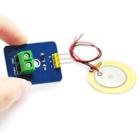 Analog Piezo Vibration Sensor Module for Arduino DIY Kit Plug And Play Ceramic Piezo Disc With Analog Output Dope For Prototyping Robots And Vibration Sensing Projects Case Pack Of Five EK1952 with piezo disc and wires