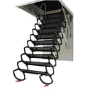 Heavy Duty Electric Attic Ladder With Motorized Pull Down Stairs And Slick Telescopic Folding Design For No Sweat Ceiling Install and smooth daily loft access upgrade, showing black steps and compact design.