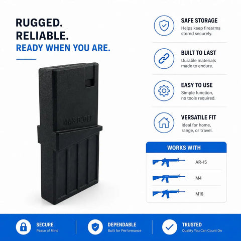 Vise Block For AR Rifles 223 556 300 Blackout Durable Maintenance And Cleaning Block, black with features listed, USA made