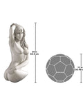 Twist Woman Wall Sculpture In Cast Stone Resin With Antique Stone Finish, 25 Inch Tall Nude Figure, size comparison with ball