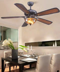 Top Shelf Antique Ceiling Fan 42 Inch With Bright LED Light And Simple Remote Control, designed for dining areas and porches.