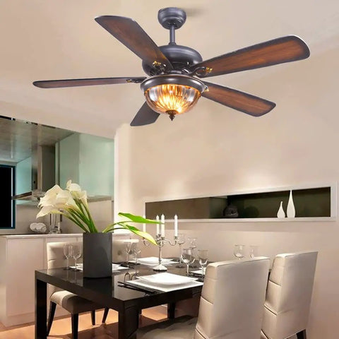 Classic Vintage 42 Inch Ceiling Fan With Integrated LED Light And Smart Remote Keep Spaces Chill Super Quiet Motor Reverse Blades Worry Free Setup Always Fresh in dining area.