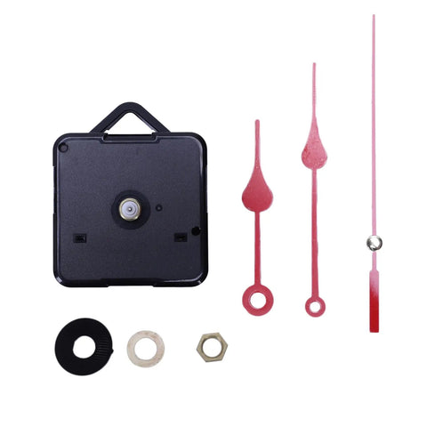 3X Replacement Wall Clock Movement Kit With Pendulum And Hands Quartz Clock Motor in Black and Red Finish DIY Repair Parts