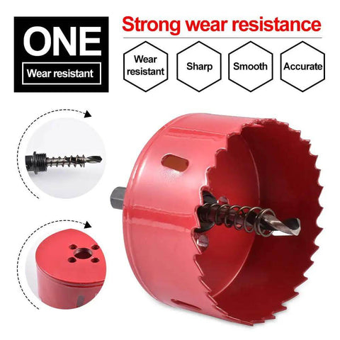 Bi Metal Hole Saw Set M42 HSS Ten Diameters 75mm Through 120mm Heavy Duty Cutter with sharp teeth and drill guide