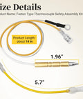 Propane tank-top heater thermocouple safety assembly kit with yellow cable and brass sensor, about 14 in