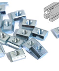 Heavy Duty Galvanized T Slide Nuts For Aluminum Extrusion Profiles Fits 20 Series Sliding Fastener With M3 M4 M5 Threads, close-up view.