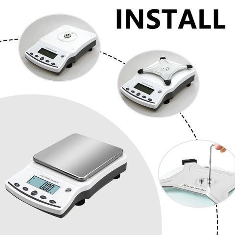 Top Notch 5000G Lab Scale With 0.01G Readability And Calibration Weights setup process
