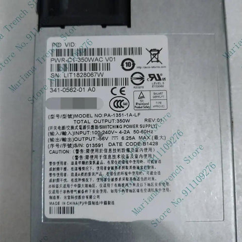 Hot Swappable Rack Ready Power Supply Module Replacement Card For C3KX Switch PWR 350WAC PA-1351-1A-LF High Efficiency Durable Plug And Play For Seamless Network Power And Easy Hot Swap Maintenance, label view