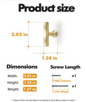 Brushed Gold Cabinet Knobs 10 Pack Hammered Brass Handles dimensions and screw lengths shown