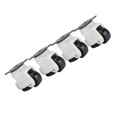 Heavy Duty Leveling Casters 4 Pack Slick Retractable Machine Wheels 1.5 Inch Nylon Aluminum Alloy 220 Lb Capacity 360 Swivel Anti Vibration For Printers And Shop Gear Ready, shown from side angle.