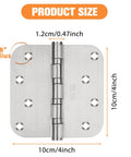 304 stainless steel 4x4 in door hinge, ball bearing, interior/exterior, 5/8 in radius corners, 3-pack