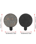 Semi Metal Brake Pads For 10 Inch Electric Scooter, showing front and back with size measurements