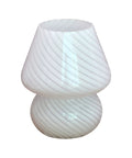 Glass Mushroom Bedside Lamp With Vintage Stripe Glass Delicate Nightstand Desk Light For Living Room And Bedroom USB Powered
