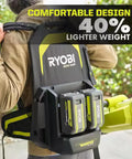 Badass 40V Cordless Backpack Leaf Blower With Brushless Motor shows comfortable, lightweight design with two battery packs for efficient use.