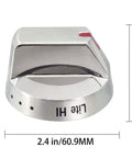 Stainless steel Burner Dial Knob Replacement for Samsung Range Oven Gas Stove NX58 Models, showing measurements 2.4x1.6 inches