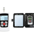 Dead Nuts Digital Hardness Tester And Push Pull Gauge Meter Featuring Auto Backlight And Sharp Buzzer Converts N Kg Lb Oz Units in white color with a display and accessories.